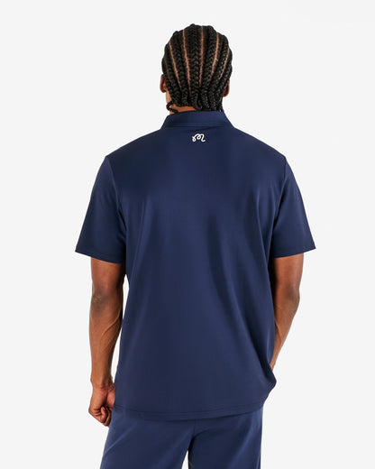 Malbon Block Placket Polo - Navy