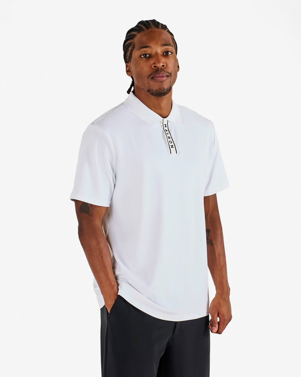 Malbon Block Placket Polo - White