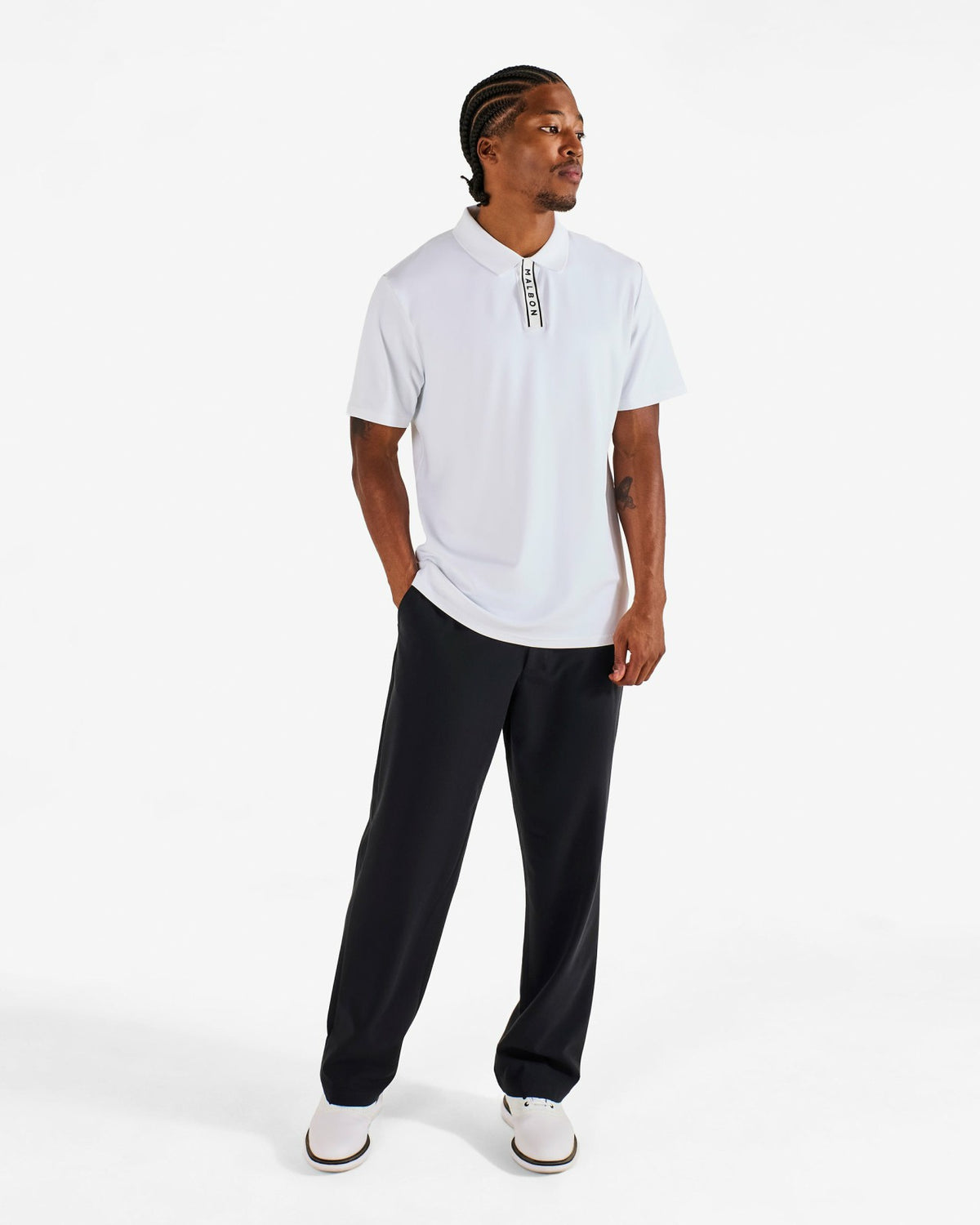 Malbon Block Placket Polo - White
