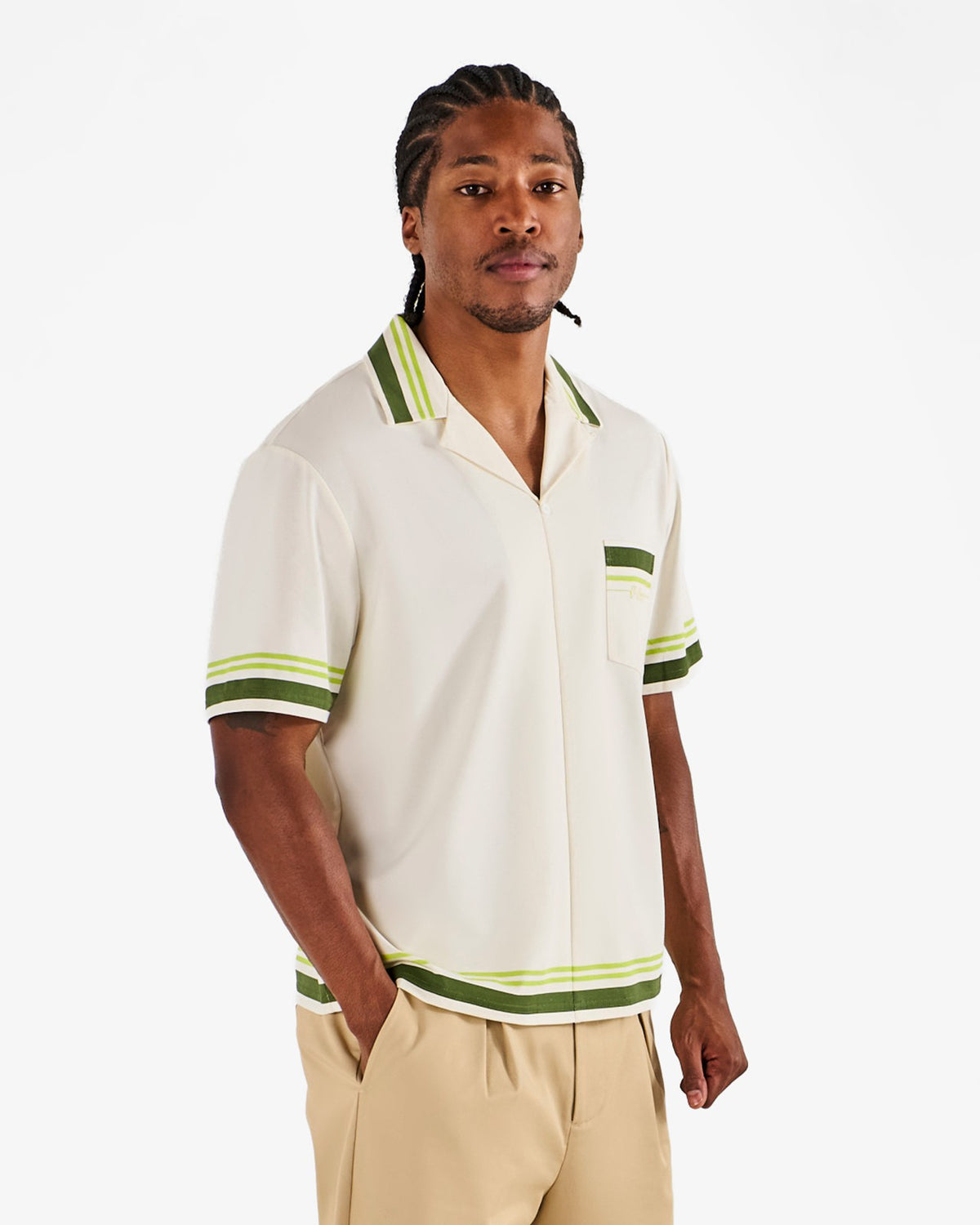 Malbon Ventura Camp Shirt - Cream