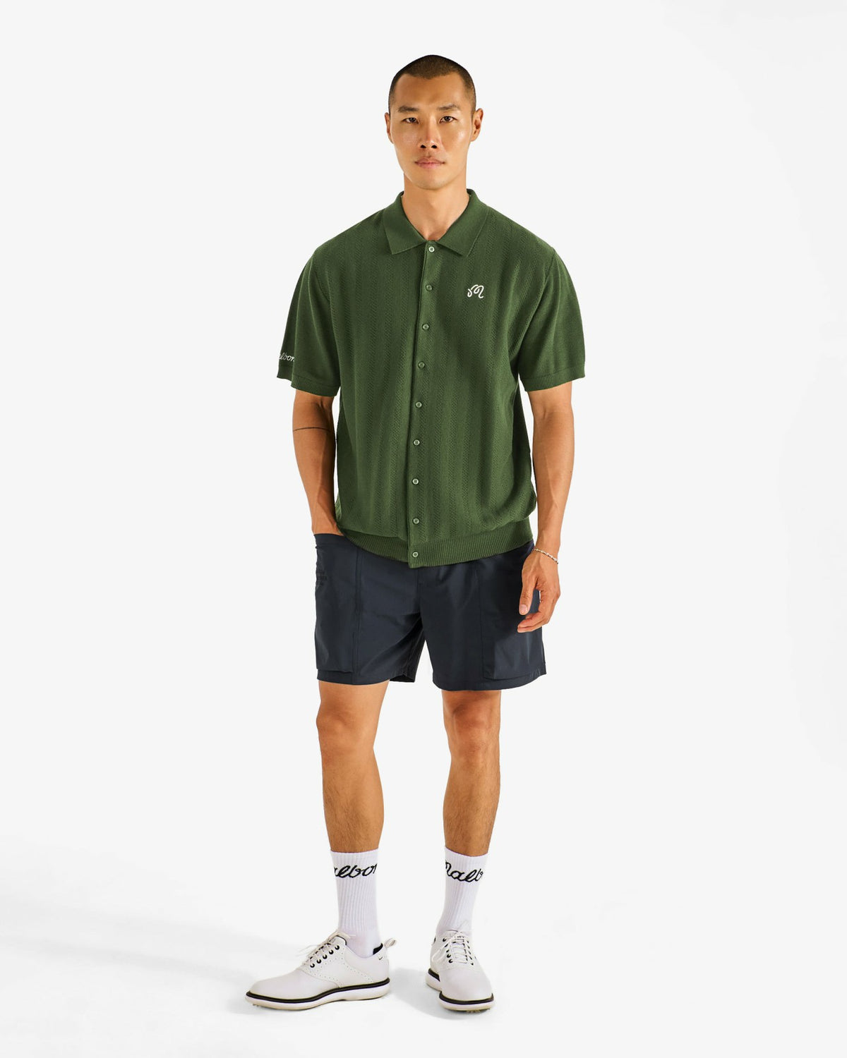 Malbon Crosscut Polo - Rifle Green