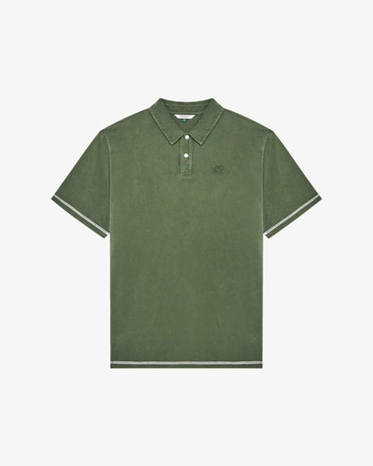 Malbon Fairway Overdyed Polo - Rifle Green