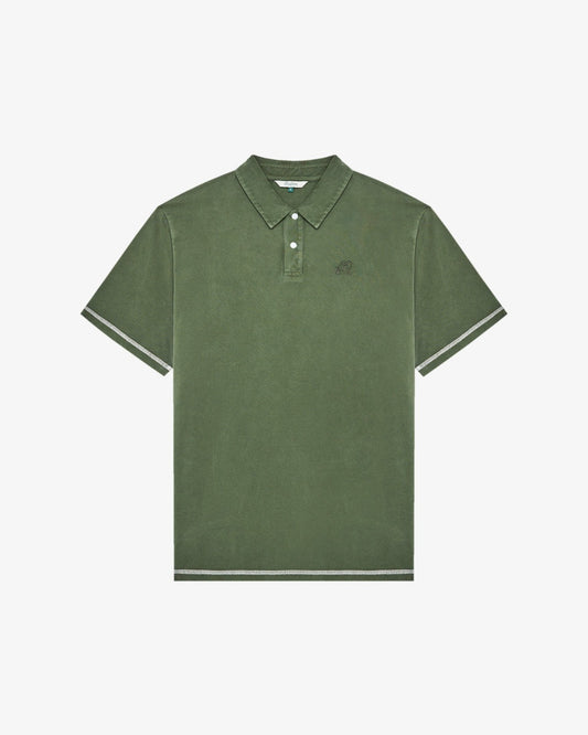 Malbon Fairway Overdyed Polo - Rifle Green