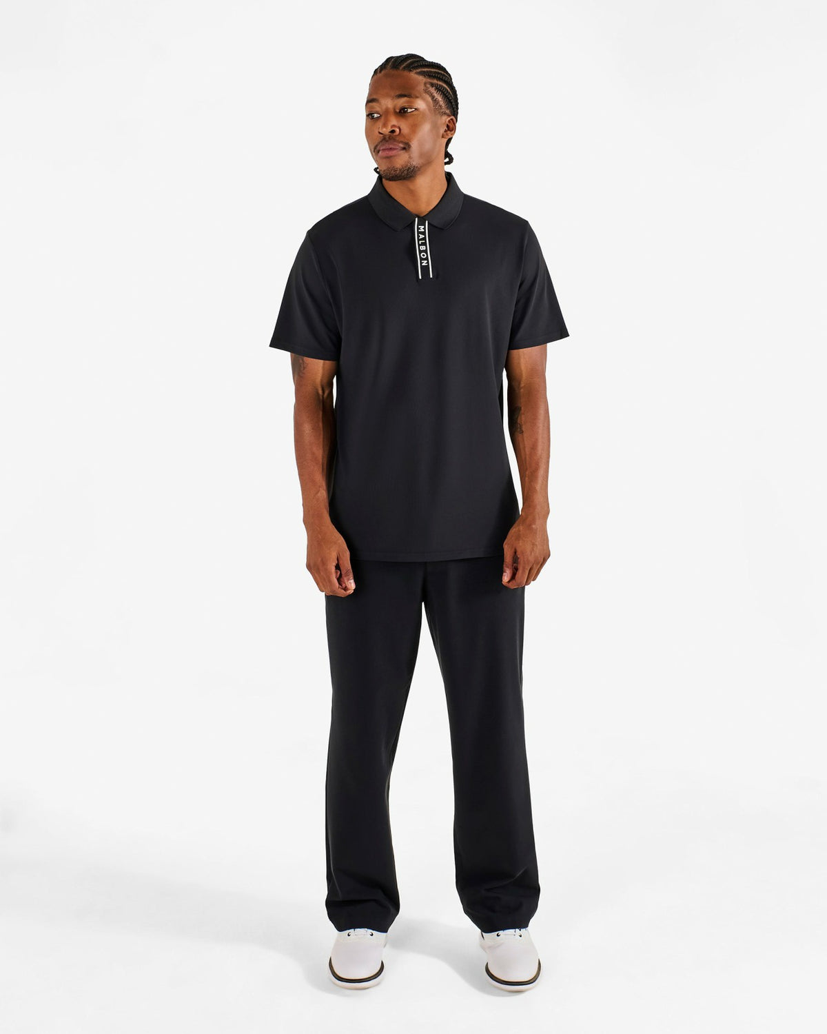 Malbon Block Placket Polo - Black