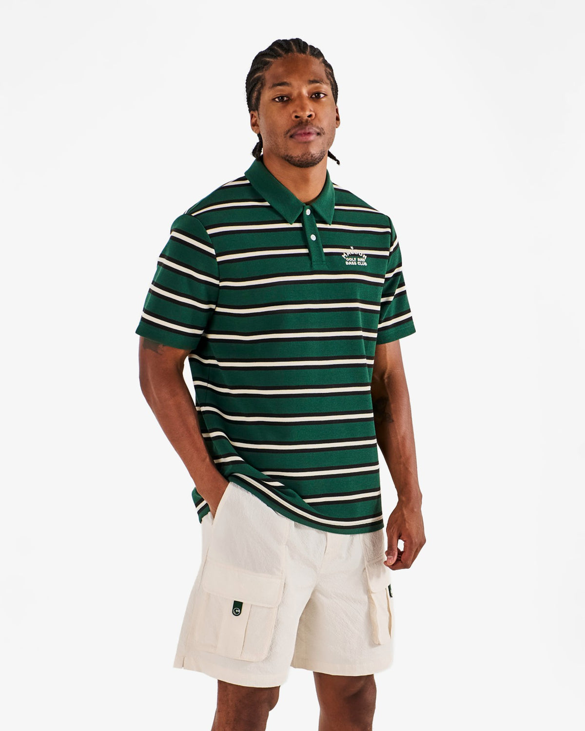Malbon Fairway Bass Club Polo - Forest Stripe