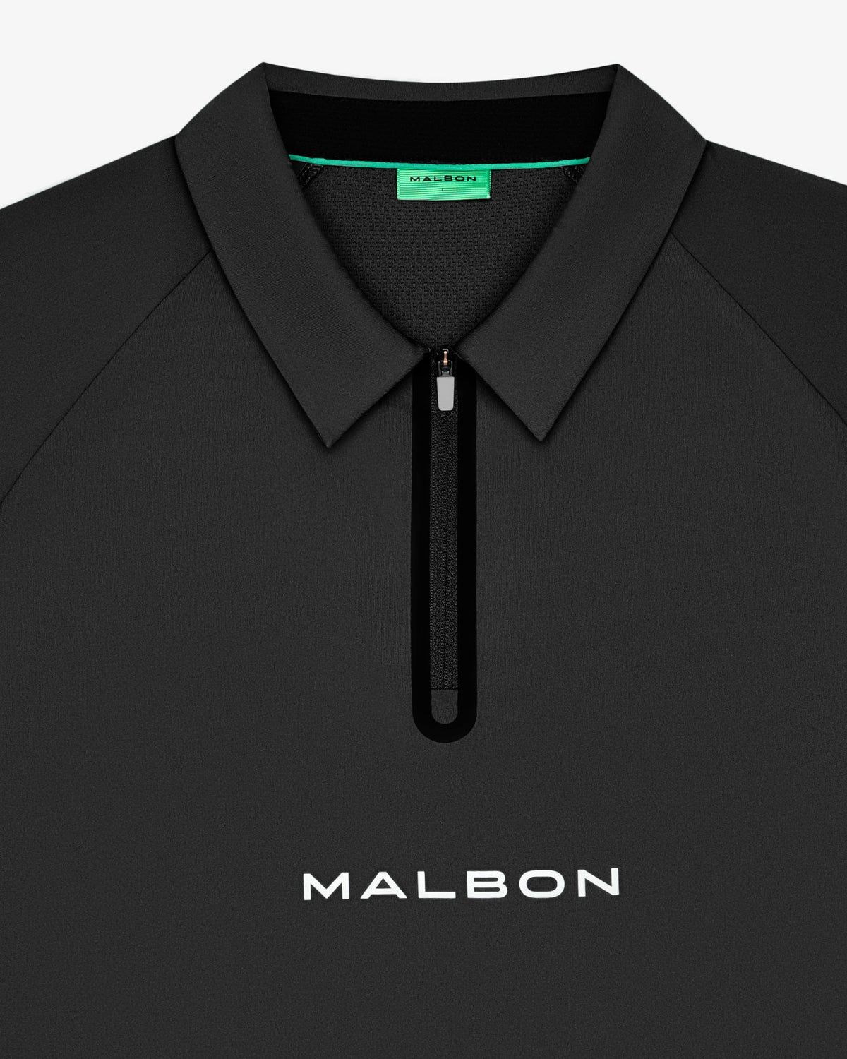 Malbon Performance Zip Raglan Polo - Black