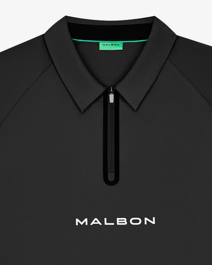 Malbon Performance Zip Raglan Polo - Black