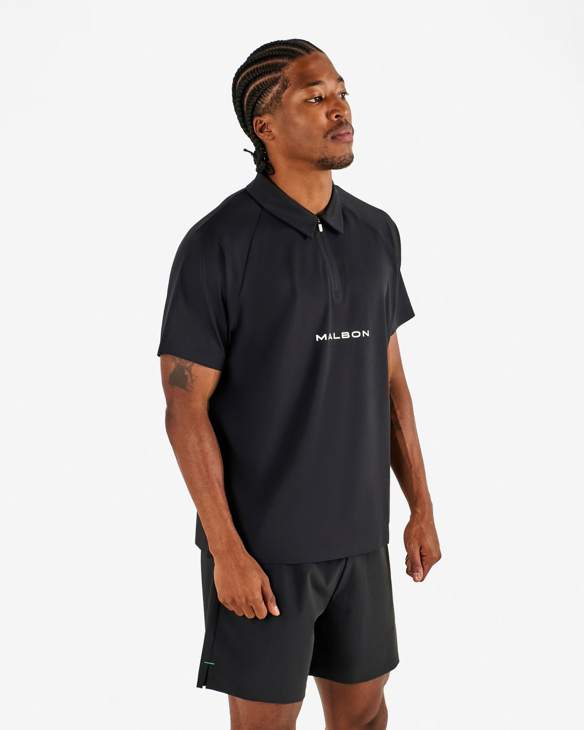 Malbon Performance Zip Raglan Polo - Black