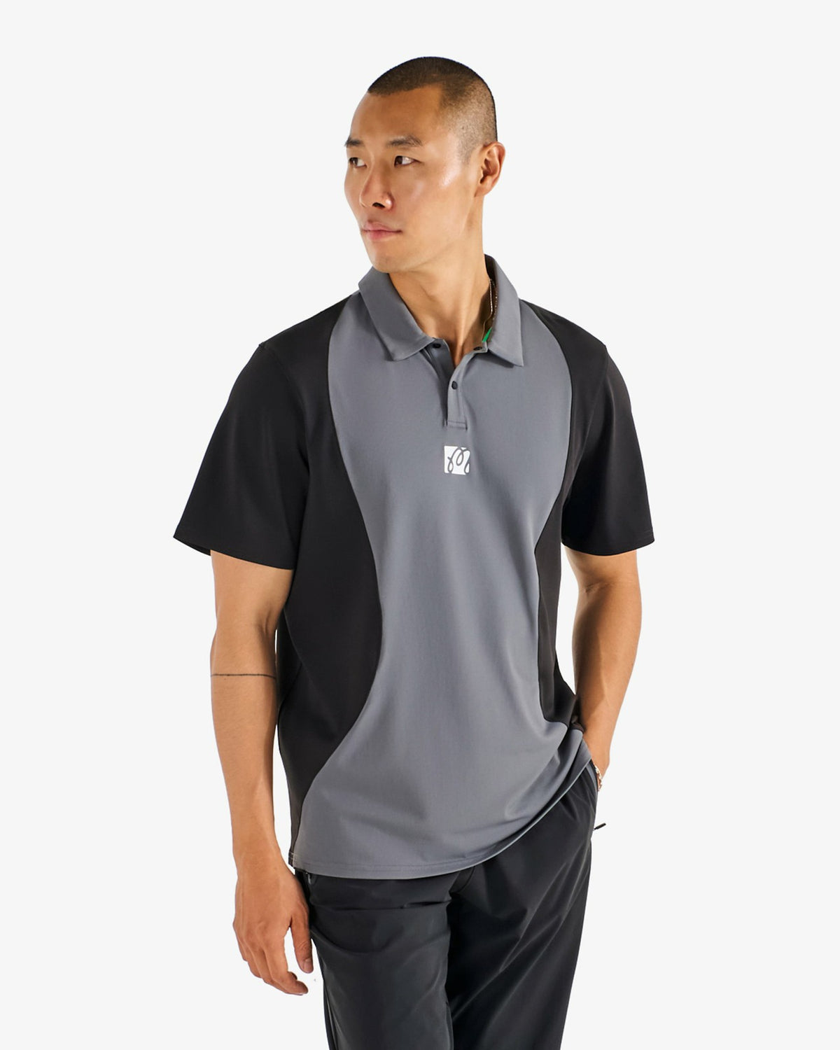 Malbon Performance Pique Polo - Light Black / Black