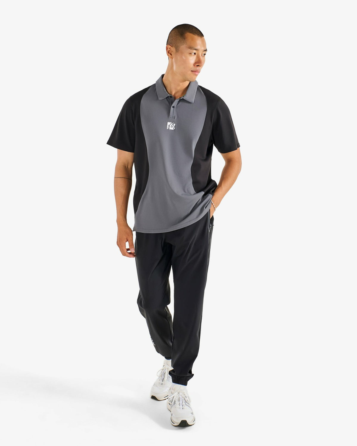Malbon Performance Pique Polo - Light Black / Black