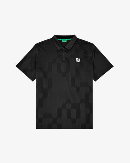 Malbon Performance Mesh Paneled Polo - Black
