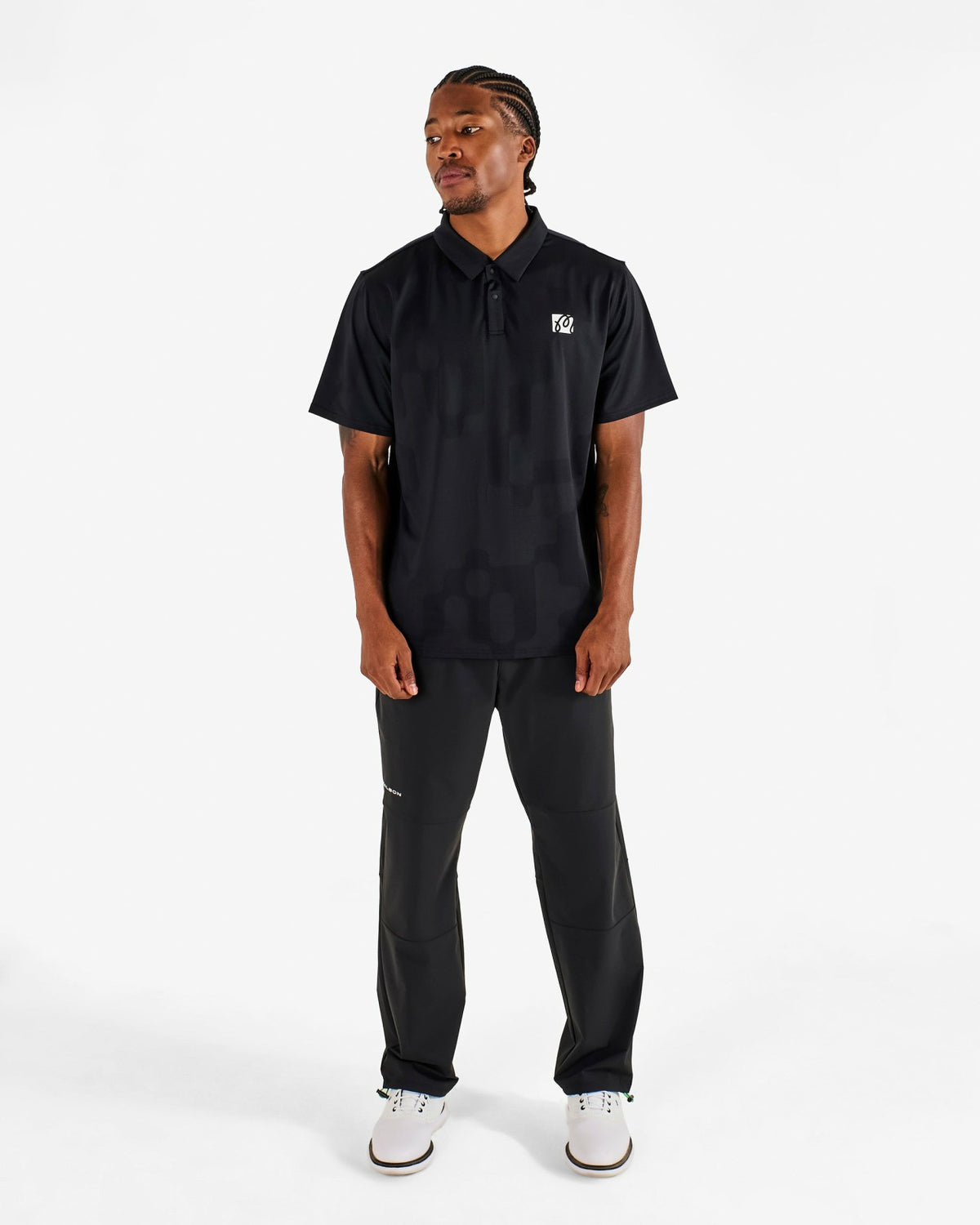 Malbon Performance Mesh Paneled Polo - Black