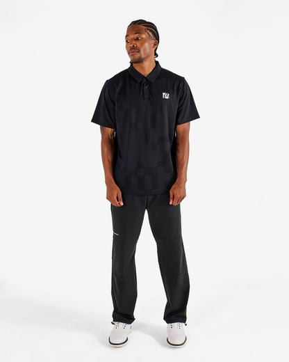 Malbon Performance Mesh Paneled Polo - Black