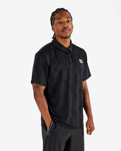 Malbon Performance Mesh Paneled Polo - Black