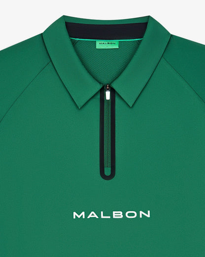 Malbon Performance Zip Raglan Polo - Eden