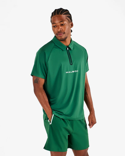 Malbon Performance Zip Raglan Polo - Eden