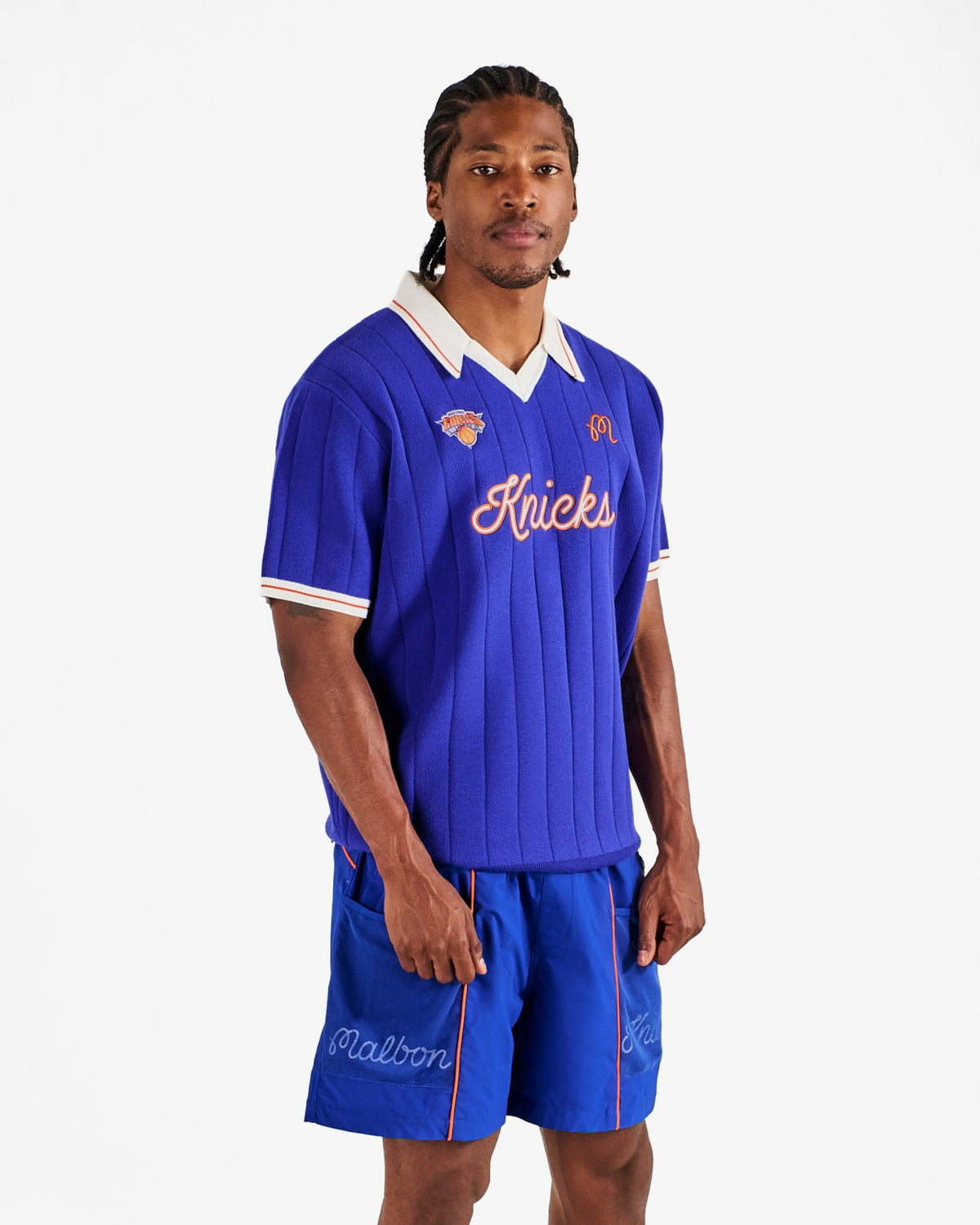 Malbon Knicks Uptown Knit Polo - Blue