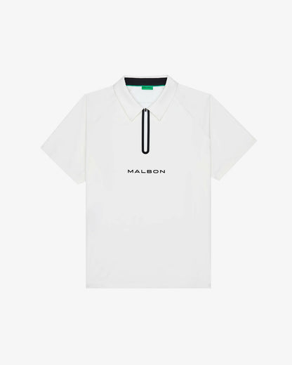 Malbon Performance Zip Raglan Polo - White