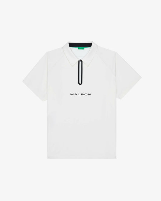 Malbon Performance Zip Raglan Polo - White