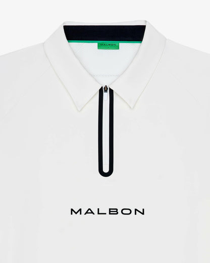 Malbon Performance Zip Raglan Polo - White