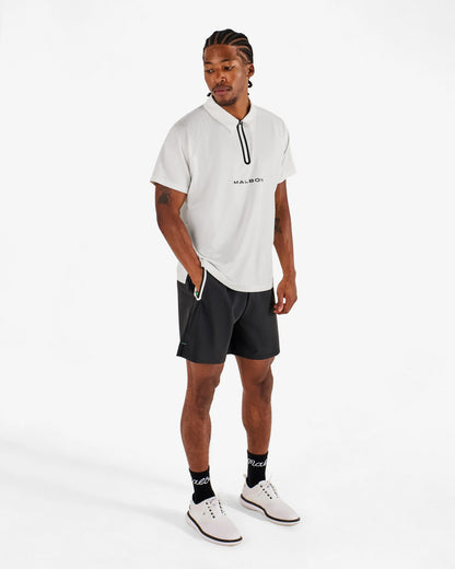 Malbon Performance Zip Raglan Polo - White