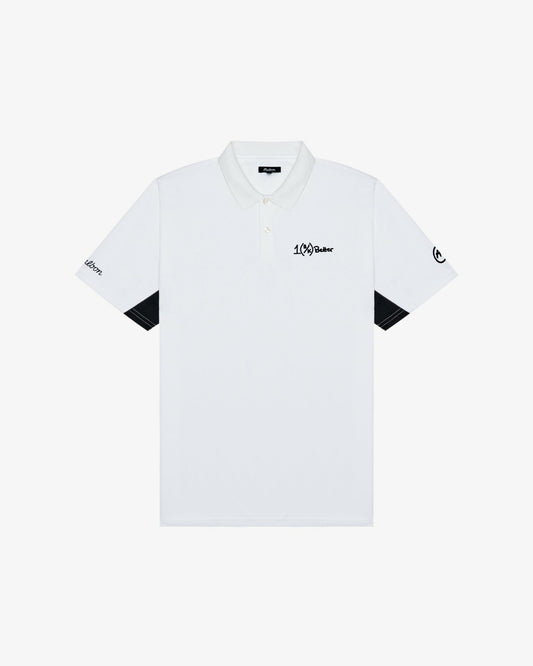 Malbon Ak 1% Paneled Performance Pique Polo - White