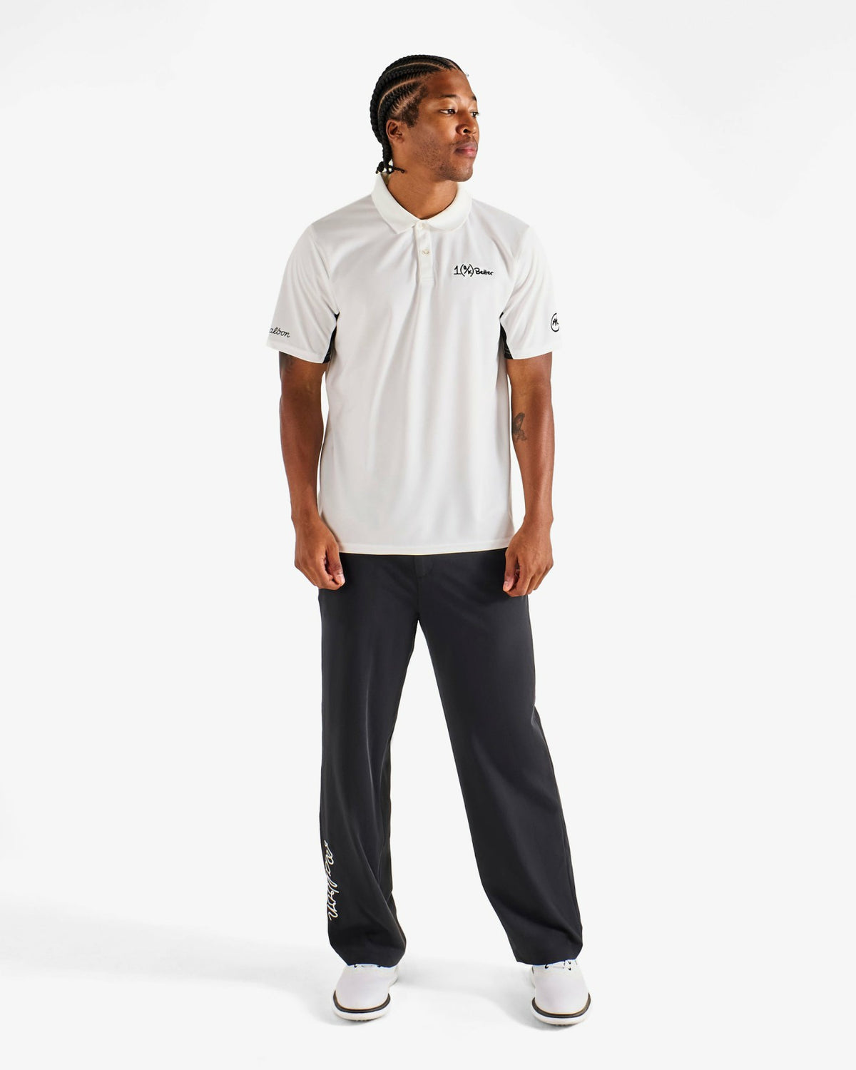 Malbon Ak 1% Paneled Performance Pique Polo - White