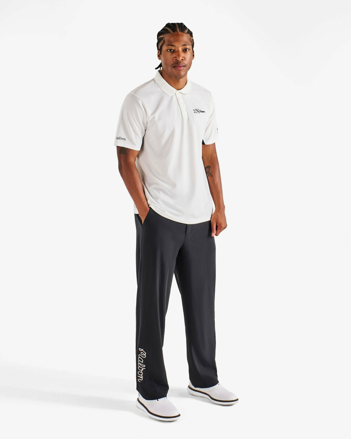 Malbon Ak 1% Paneled Performance Pique Polo - White