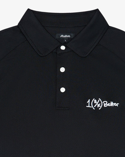 Malbon Ak 1% Raglan Sleeve Mesh Polo - Black