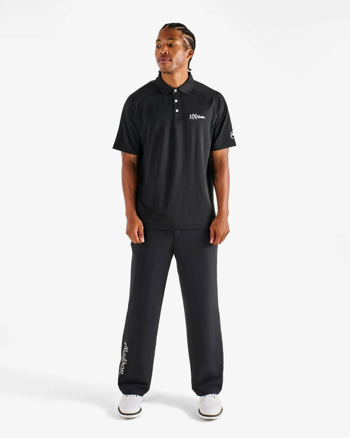 Malbon Ak 1% Raglan Sleeve Mesh Polo - Black