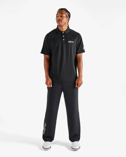Malbon Ak 1% Raglan Sleeve Mesh Polo - Black