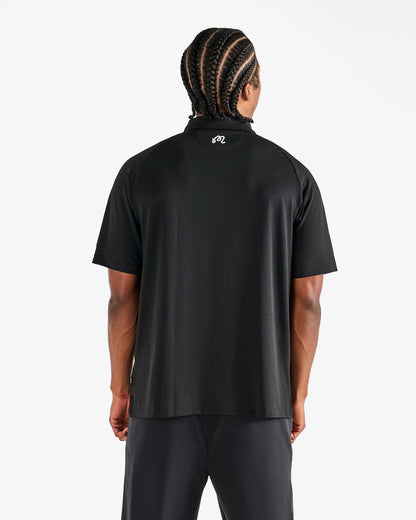 Malbon Ak 1% Raglan Sleeve Mesh Polo - Black