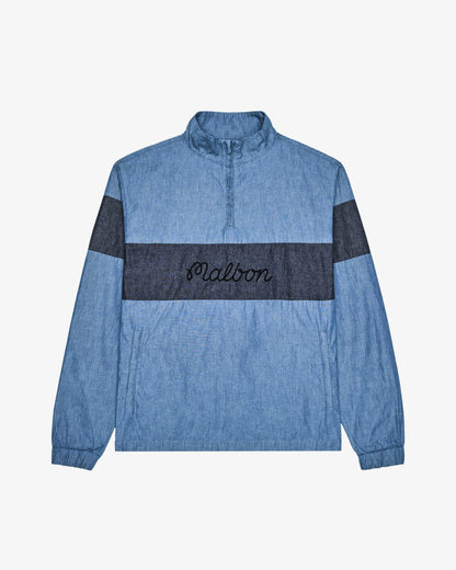 Malbon Gdc Denim Quarter Zip - Light Blue