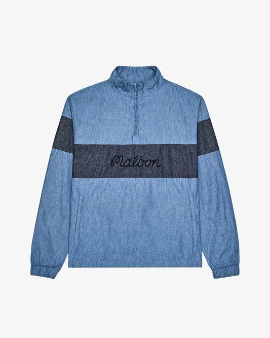 Malbon Gdc Denim Quarter Zip - Light Blue