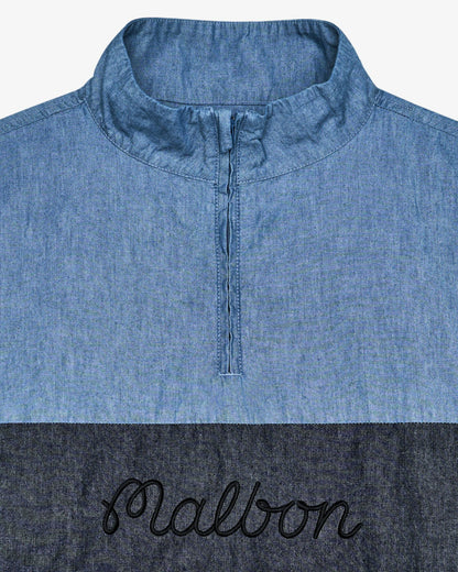 Malbon Gdc Denim Quarter Zip - Light Blue
