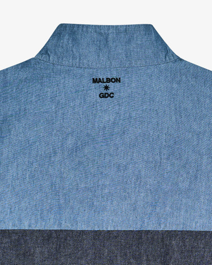 Malbon Gdc Denim Quarter Zip - Light Blue