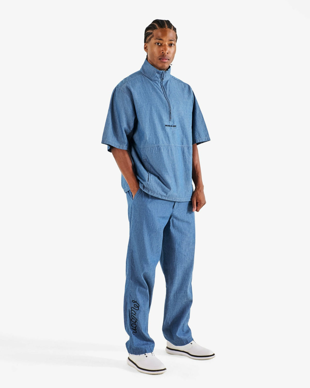 Malbon Gdc Denim Windshirt - Light Blue