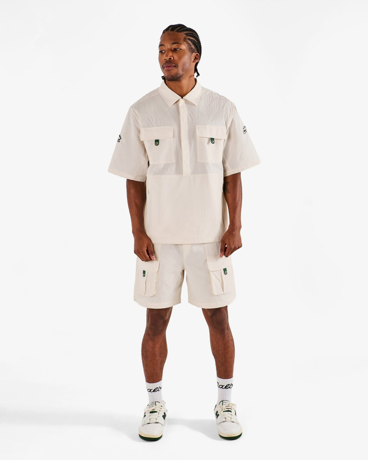 Malbon Bass Club Seersucker Windshirt - Ivory