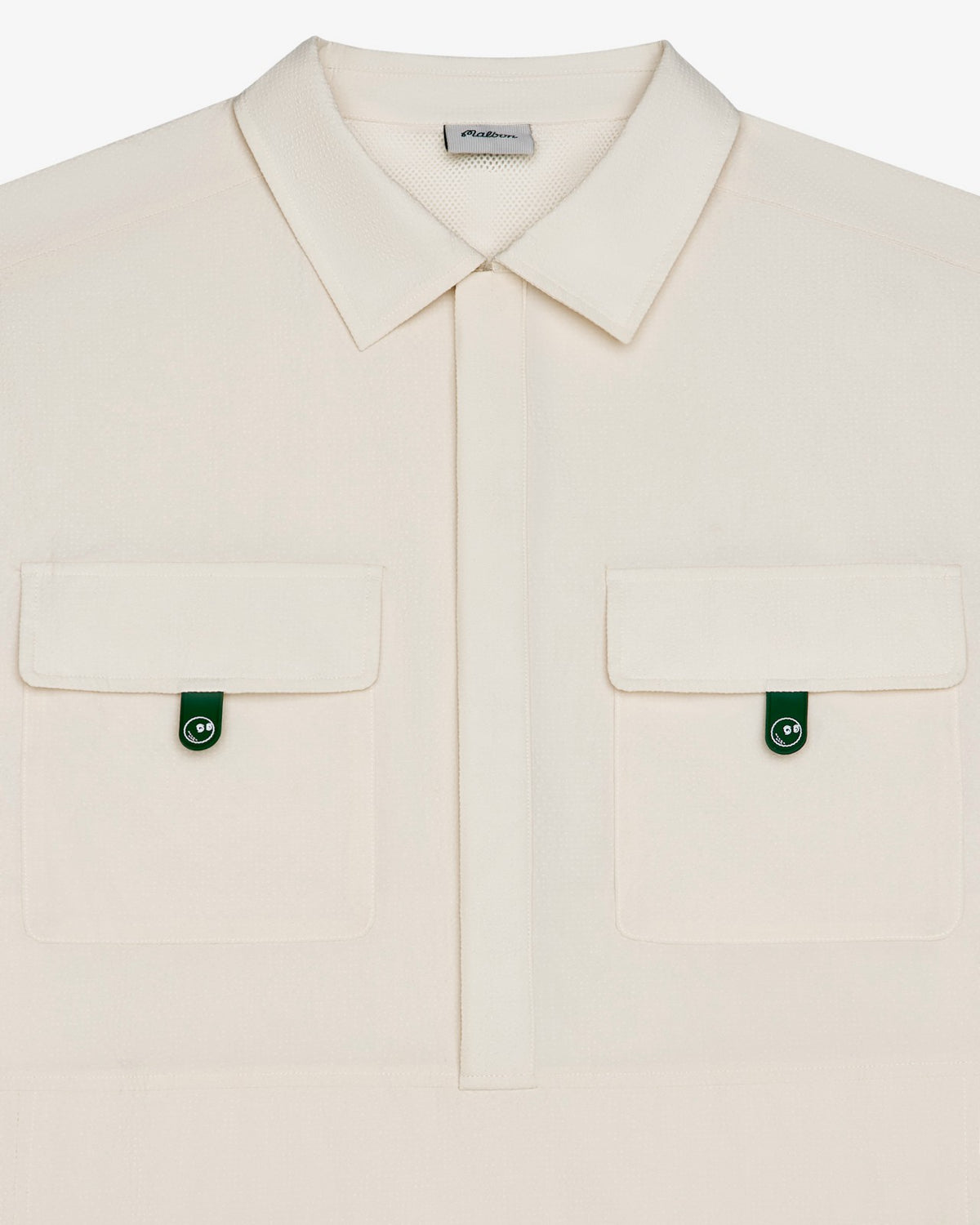 Malbon Bass Club Seersucker Windshirt - Ivory