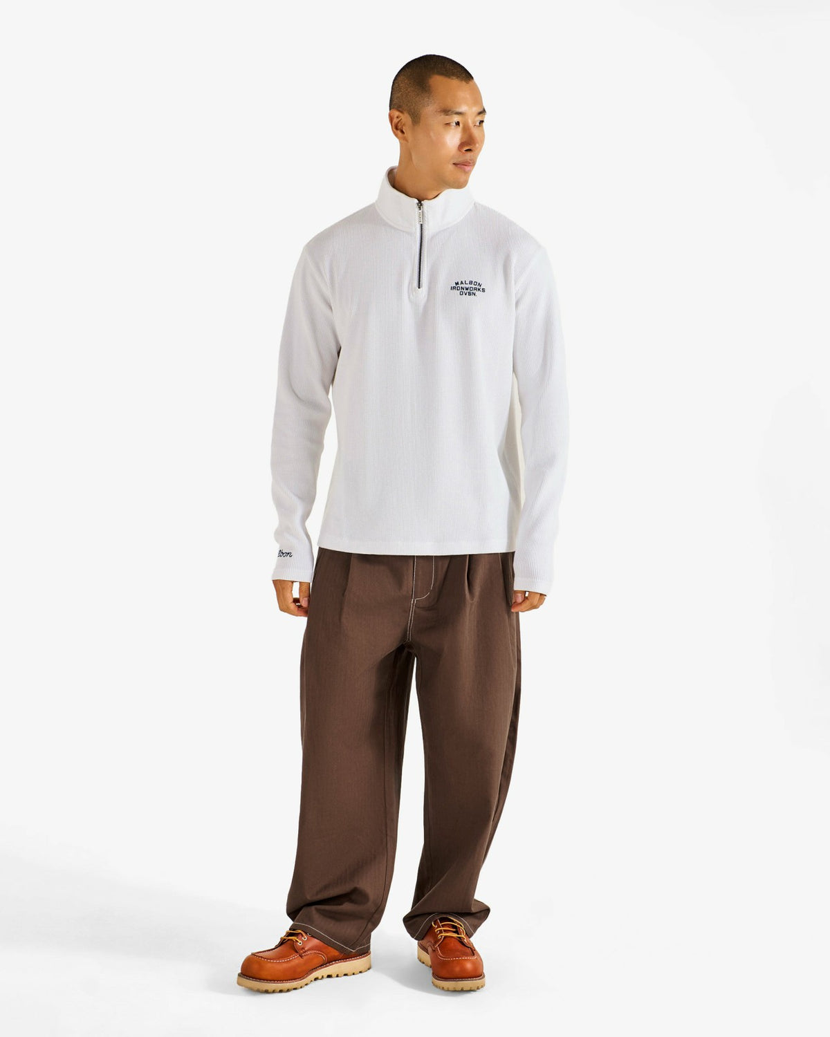 Malbon Flyer Ironworks Mid Layer - White