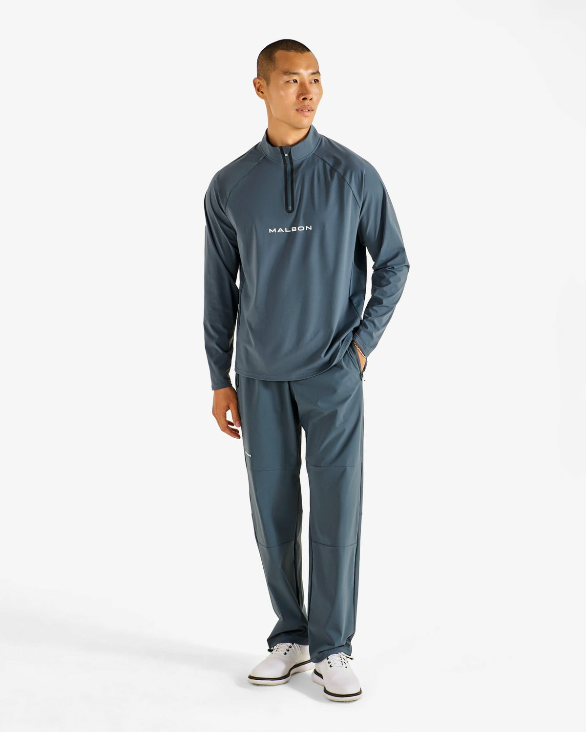 Malbon Performance Raglan Quarter Zip - Dark Slate