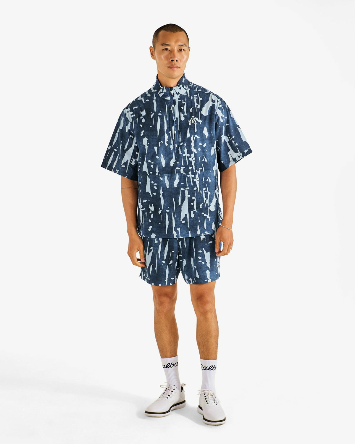 Malbon Pine Inkwash Windshirt - Navy Inkwash