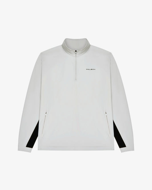 Malbon Performance Quarter Zip Shell Pullover - Silver / Black