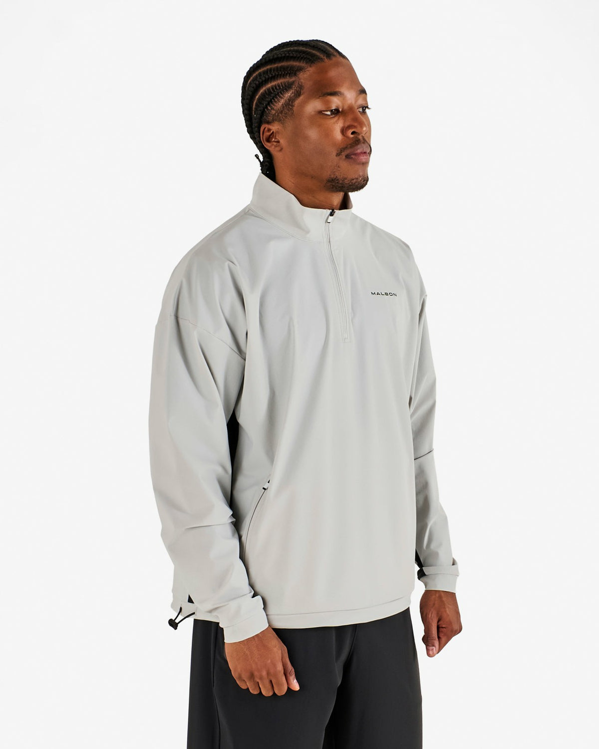 Malbon Performance Quarter Zip Shell Pullover - Silver / Black
