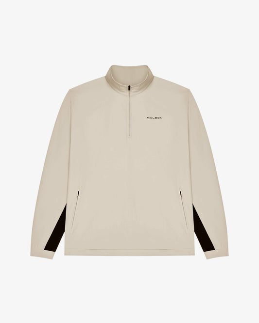 Malbon Performance Quarter Zip Shell Pullover - Tan