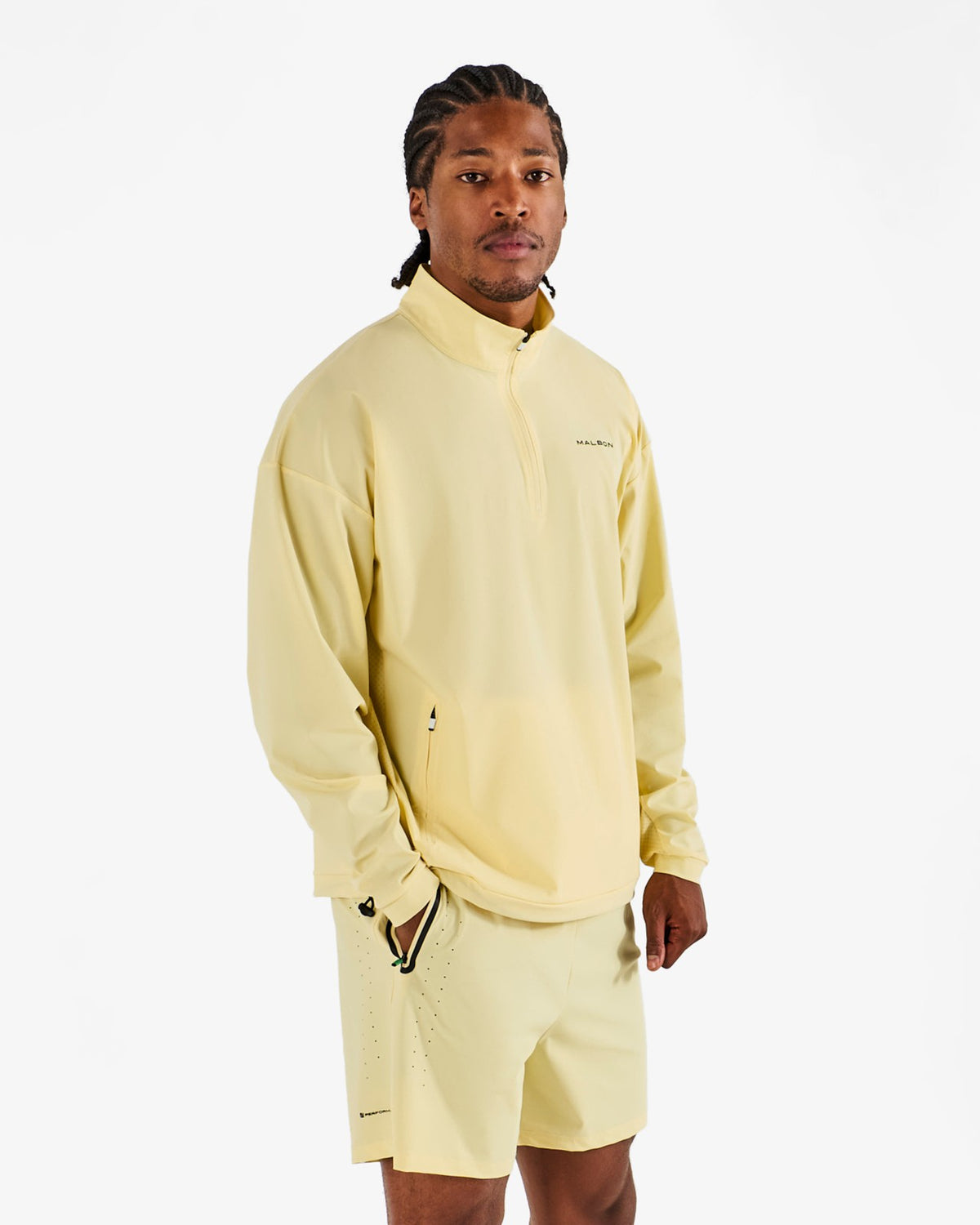 Malbon Performance Quarter Zip Shell Pullover - Mellow Yellow
