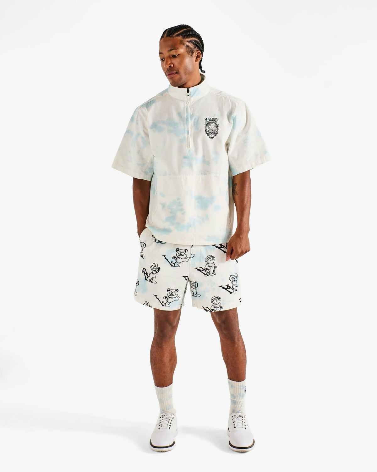 Malbon Grateful Dead Pine Reflection Windshirt - Light Blue