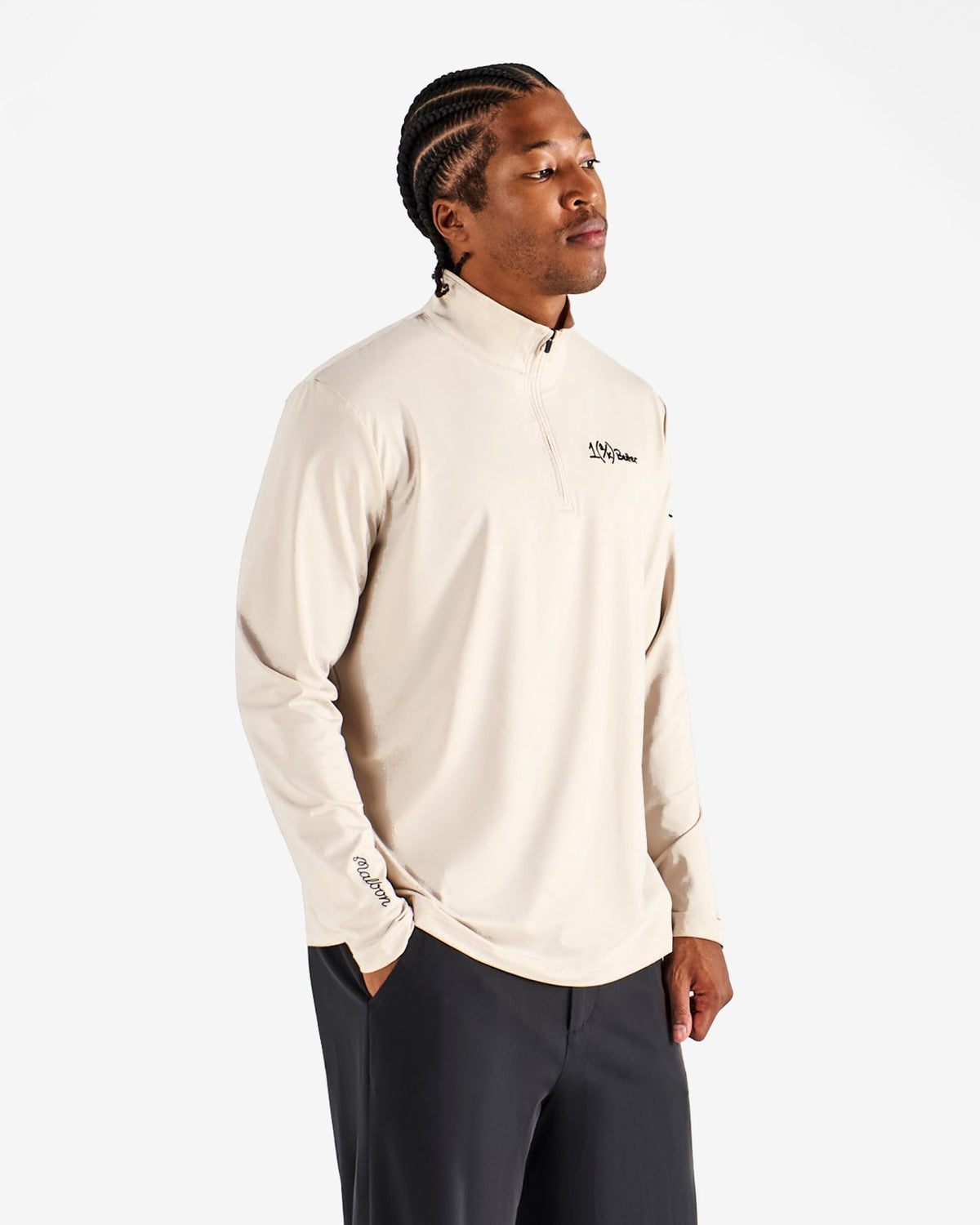 Malbon Ak 1% Perforated Quarter Zip - Dove Grey