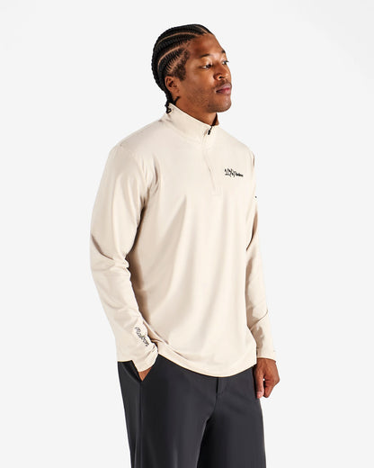 Malbon Ak 1% Perforated Quarter Zip - Dove Grey