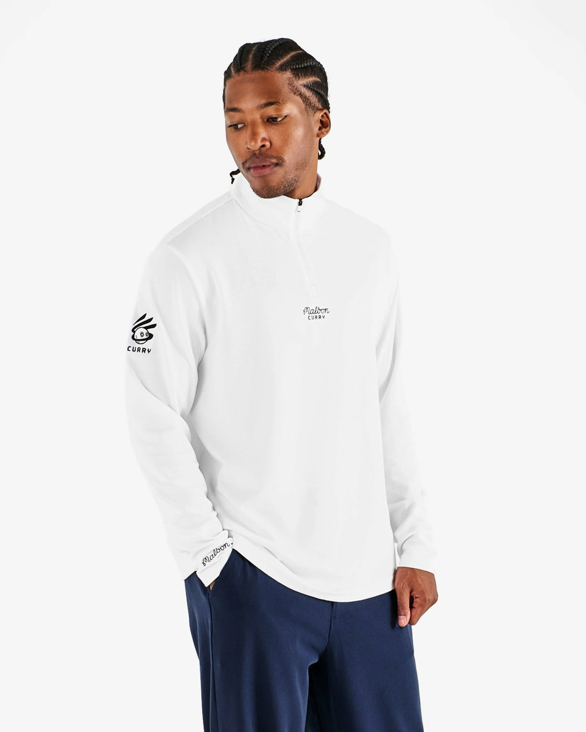 Malbon Curry Brand Flyer Mid Layer - White
